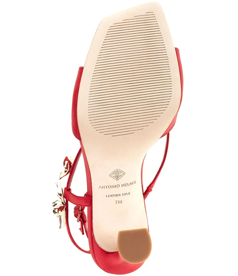 Antonio Melani Zoee Satin Flower Ornamented Ankle Strap Dress Sandals