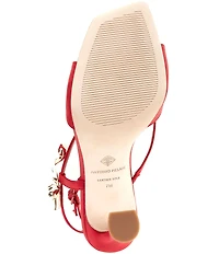 Antonio Melani Zoee Satin Flower Ornamented Ankle Strap Dress Sandals