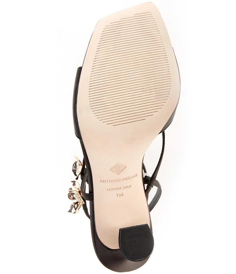 Antonio Melani Zoee Satin Flower Ornamented Ankle Strap Dress Sandals