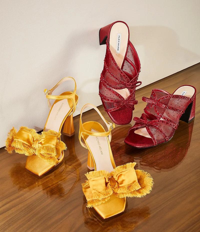 Antonio Melani Zora Satin Frayed Bow Dress Sandals