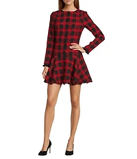 Antonio Melani Zuzu Novelty Tweed Drop Waist Long Sleeve Plaid Dress