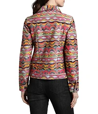 APNY Abstract Floral Printed Long Sleeve Denim Jacket