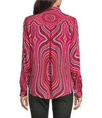 APNY Abstract Print Spread Collar Long Sleeve Button Down Shirt