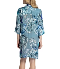 APNY Botanical Point Collar 3/4 Sleeve Shirt Dress