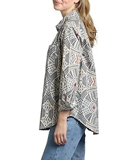 APNY Boyfriend Collared Long Sleeve Button Up Top
