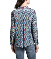 APNY Chevron Collared Long Sleeve Button Up Top