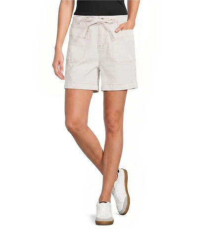 APNY Coastal Mid Rise Paper Bag Tie Waist Shorts