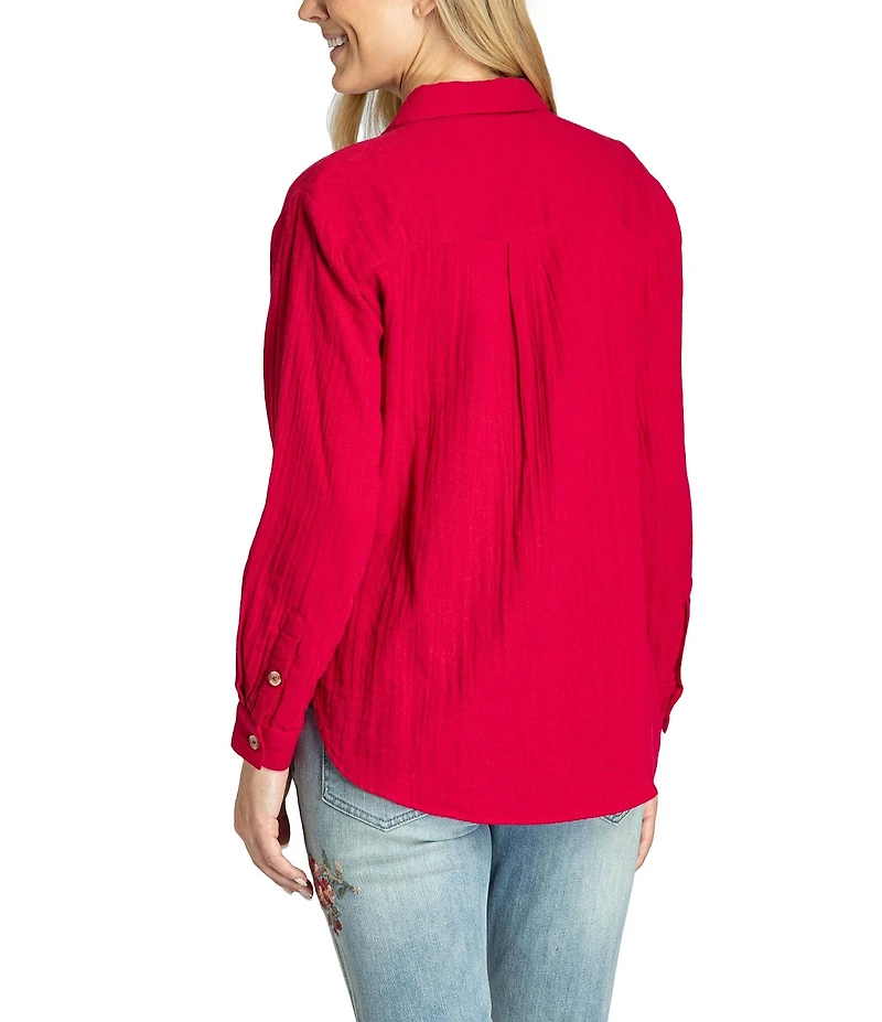 APNY Collared Long Sleeve Button Up Top
