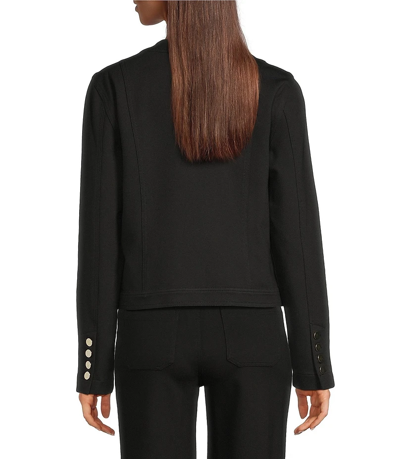 APNY Denim Collarless Long Sleeve Moto Jacket