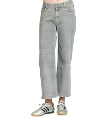 APNY Denim Textured Croc-Embossed Print High Rise Wide Leg Jeans