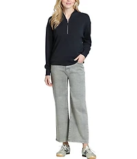 APNY Denim Textured Croc-Embossed Print High Rise Wide Leg Jeans