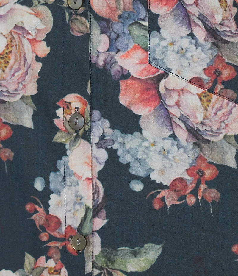 APNY Floral Print Spread Collar Long Sleeve Shirt Maxi Dress