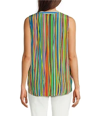 APNY Green Blue Multi Stripe Button Down Tank Top