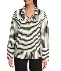 APNY Henley Grommet Placket Collar Long Sleeve Top