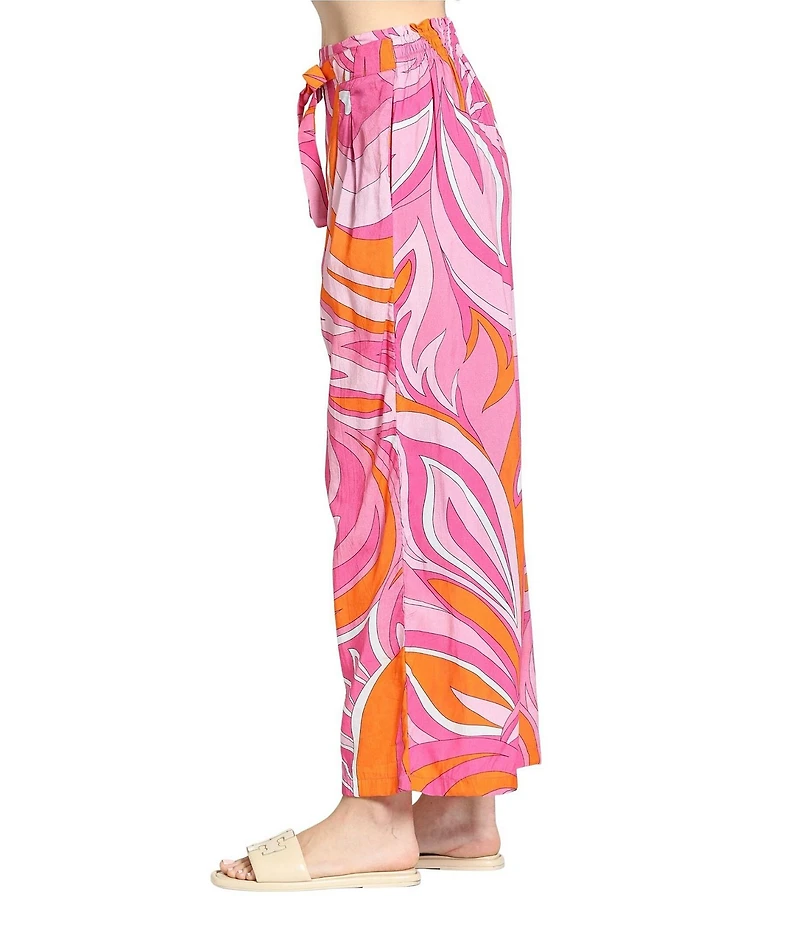 APNY High Rise Abstract Print Wide Leg Drawstring Pants