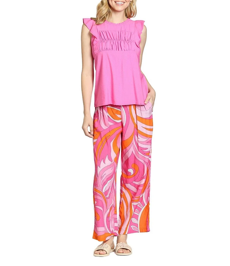 APNY High Rise Abstract Print Wide Leg Drawstring Pants