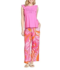 APNY High Rise Abstract Print Wide Leg Drawstring Pants
