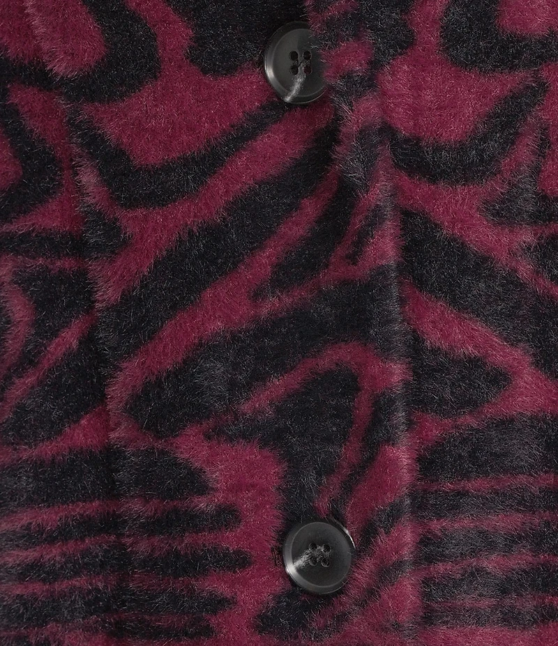 APNY Knit Abstract Print Notch Lapel Collar Long Sleeve Coat