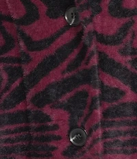 APNY Knit Abstract Print Notch Lapel Collar Long Sleeve Coat