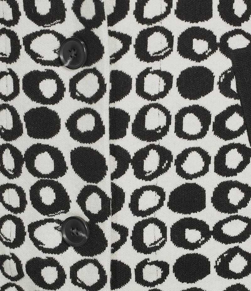 APNY Knit Abstract Print Notch Lapel Long Sleeve Cardigan