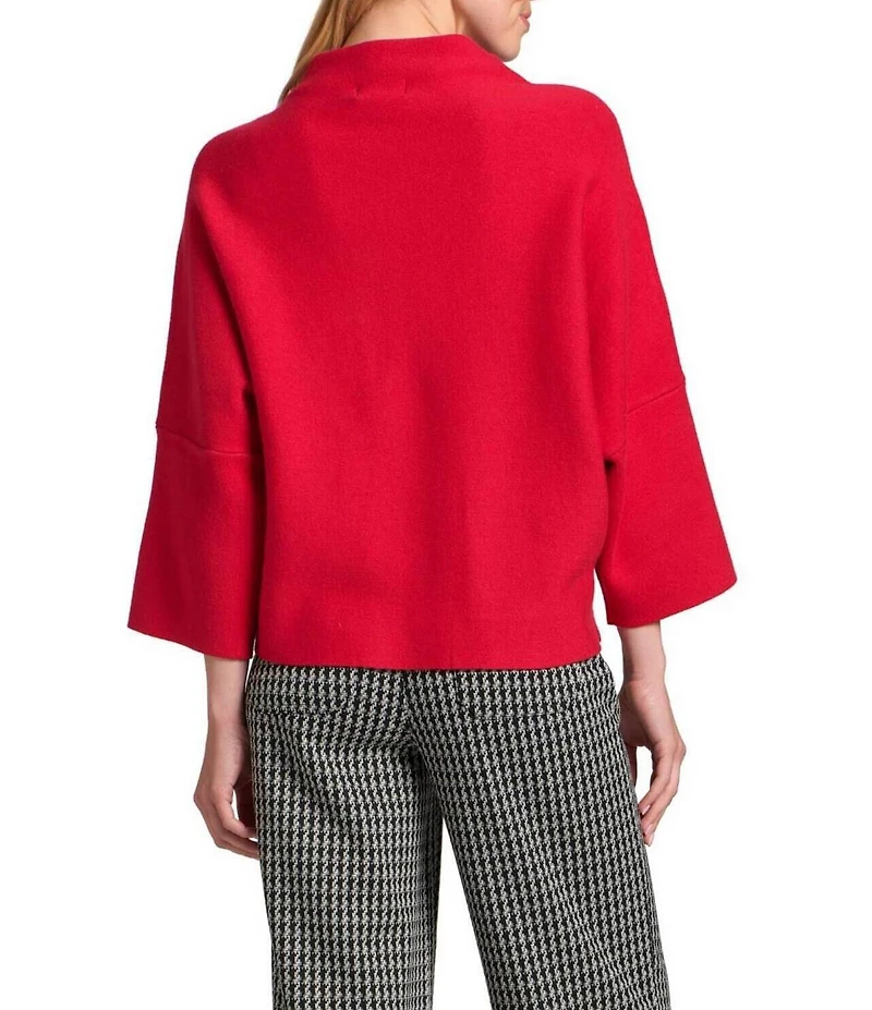 APNY Knit Funnel Neck 3/4 Sleeve Patch Pocket Top