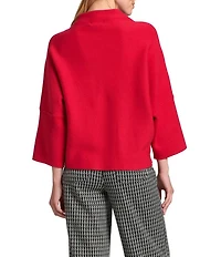 APNY Knit Funnel Neck 3/4 Sleeve Patch Pocket Top