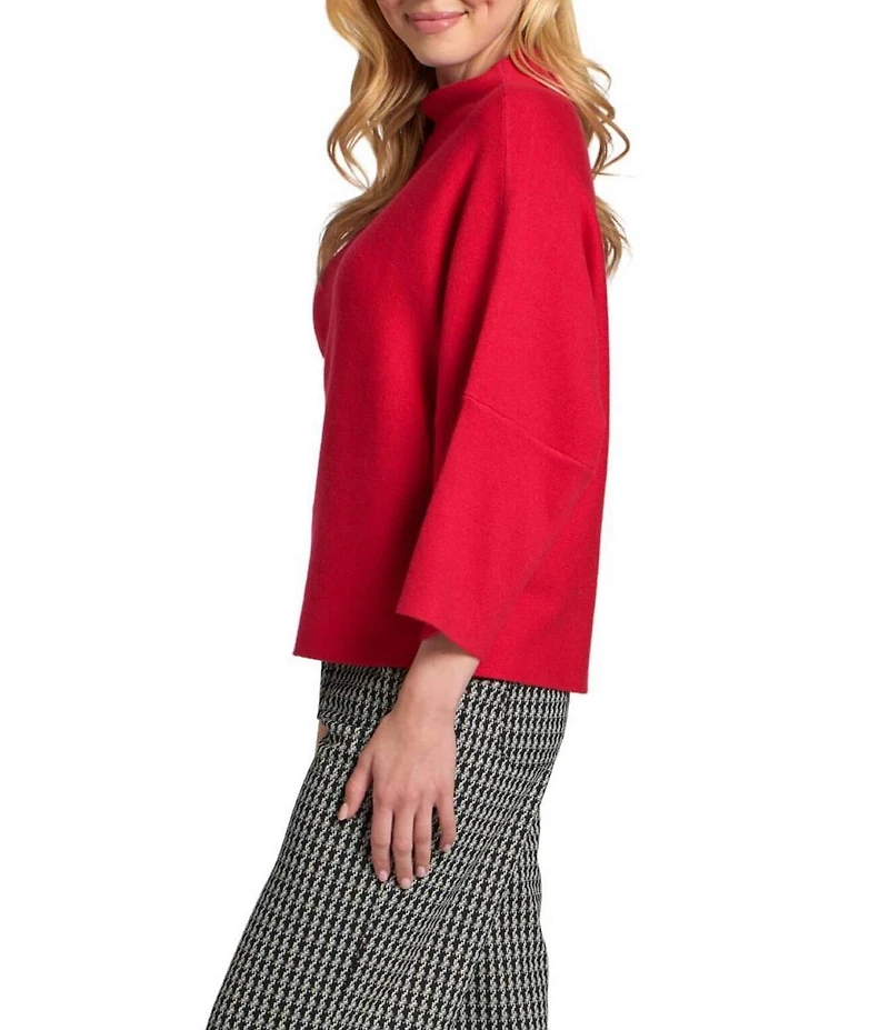 APNY Knit Funnel Neck 3/4 Sleeve Patch Pocket Top