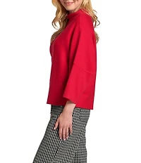 APNY Knit Funnel Neck 3/4 Sleeve Patch Pocket Top