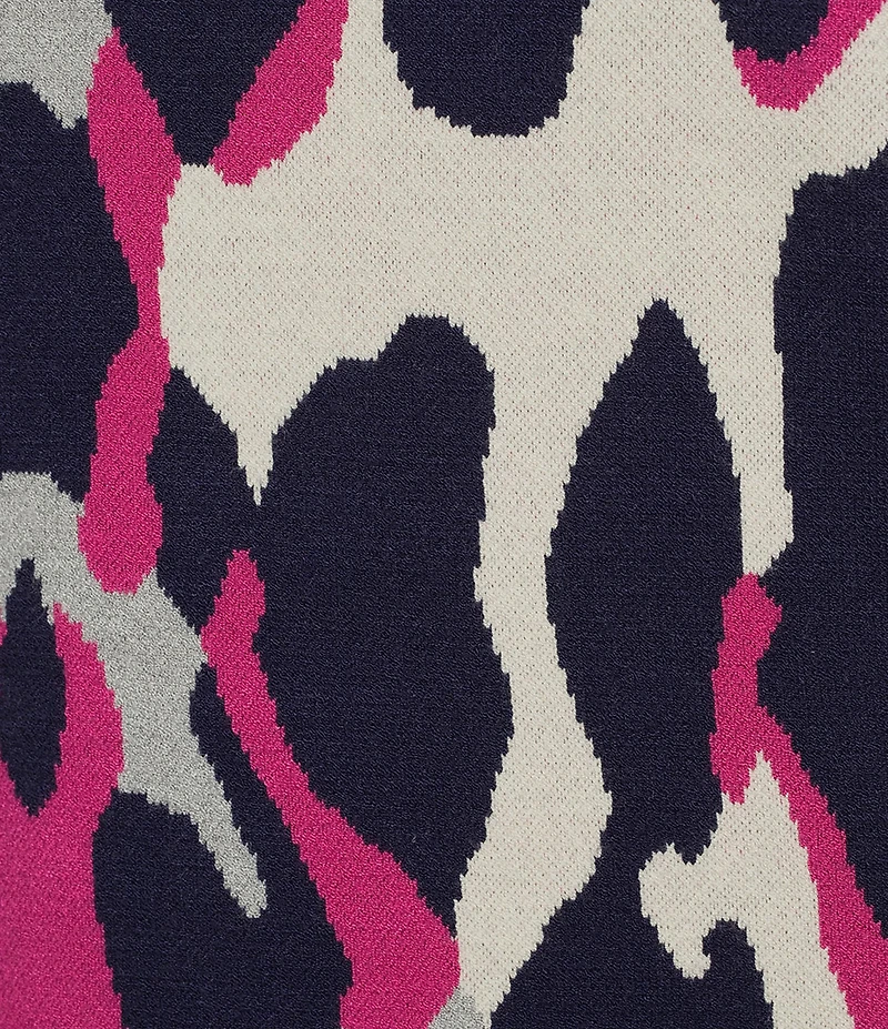 APNY Knit Leopard Print Funnel Neck Long Puff Sleeve Sweater