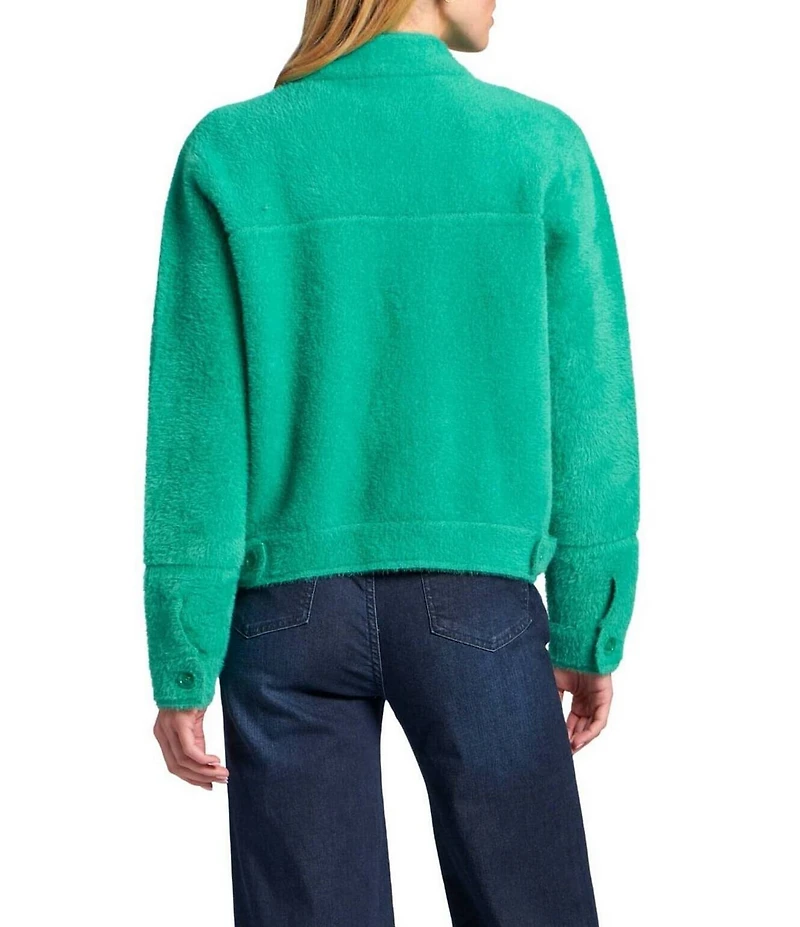 APNY Knit Stand Collar Long Sleeve Button Front Cropped Cardigain Jacket