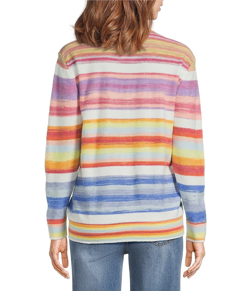 APNY Knit Striped V-Neck Long Sleeve Cardigan