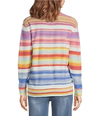 APNY Knit Striped V-Neck Long Sleeve Cardigan