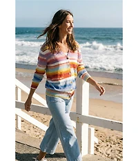 APNY Knit Striped V-Neck Long Sleeve Cardigan