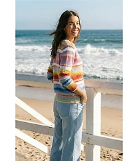 APNY Knit Striped V-Neck Long Sleeve Cardigan