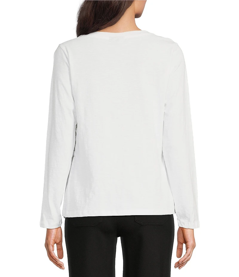 APNY Lace-Up Side-Tie Crew Neck Long Sleeve Top