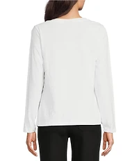 APNY Lace-Up Side-Tie Crew Neck Long Sleeve Top
