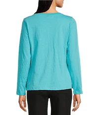 APNY Lace-Up Side-Tie Crew Neck Long Sleeve Top
