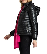 APNY Lamb Leather Long Sleeve Zip-Up Puffer Jacket