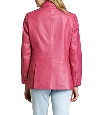 APNY Lamb Leather Notch Collar Long Sleeve Boyfriend Blazer