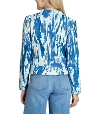 APNY Lamb Leather Printed Collarless Long Sleeve Jacket