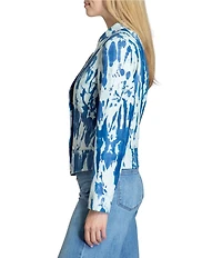 APNY Lamb Leather Printed Collarless Long Sleeve Jacket