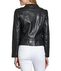 APNY Leather Notch Lapel Long Sleeve Jacket