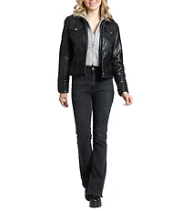 APNY Leather Notch Lapel Long Sleeve Jacket