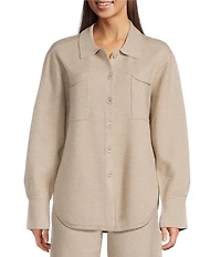 APNY Luxe Knit Coordinating Collared Long Sleeve Button Down Shacket