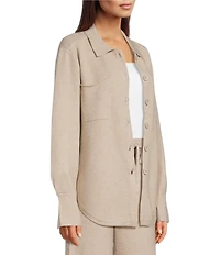 APNY Luxe Knit Coordinating Collared Long Sleeve Button Down Shacket