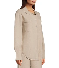 APNY Luxe Knit Coordinating Collared Long Sleeve Button Down Shacket