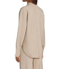 APNY Luxe Knit Coordinating Collared Long Sleeve Button Down Shacket