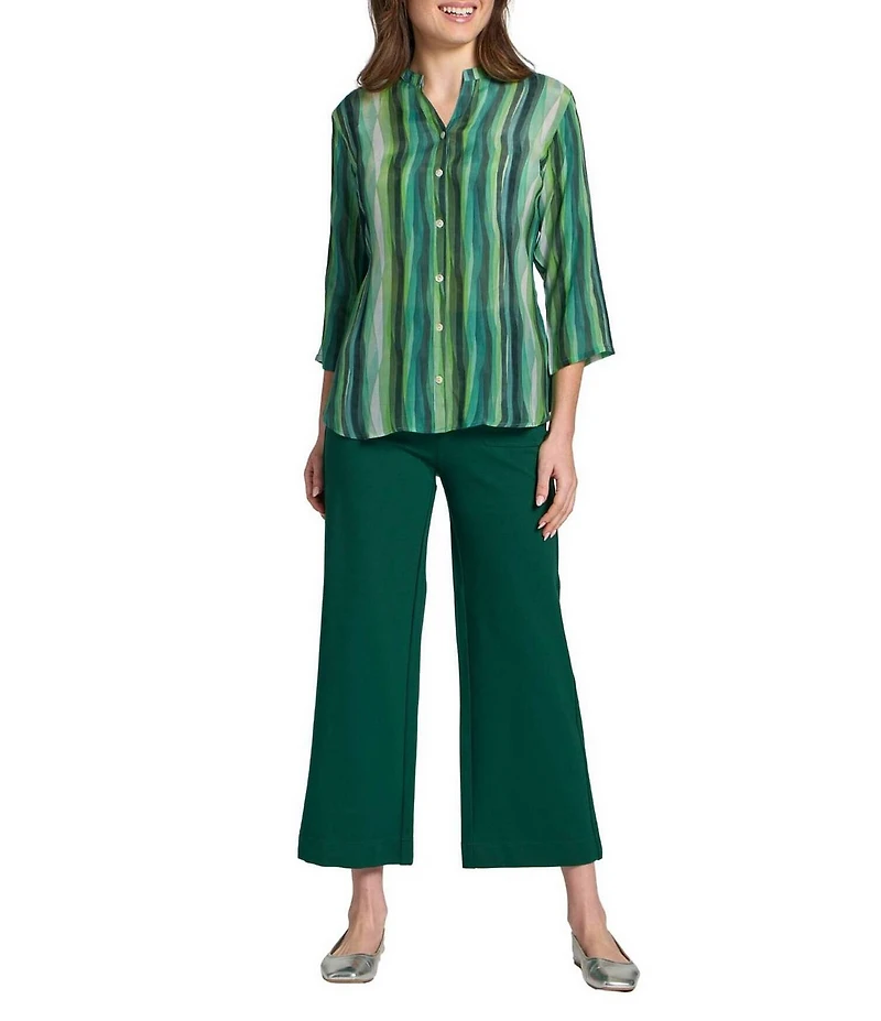 APNY Ponte High Rise Wide Leg Cropped Pants