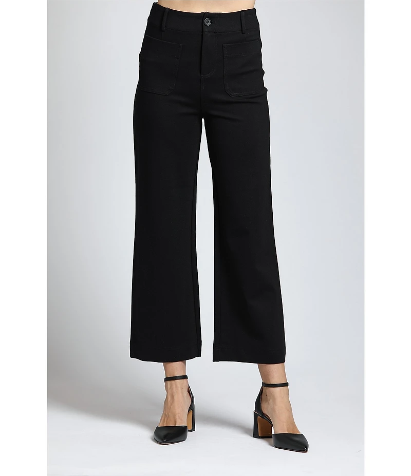 APNY Ponte High Rise Wide Leg Cropped Pants