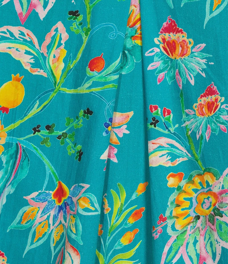 APNY Print Cutaway Collar 3/4 Sleeve Tiered Tunic Dress